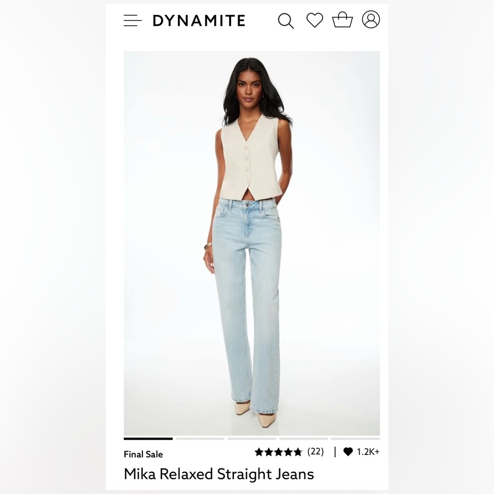 Dynamite Mika Relaxed Straight Jeans 25/0 NWT